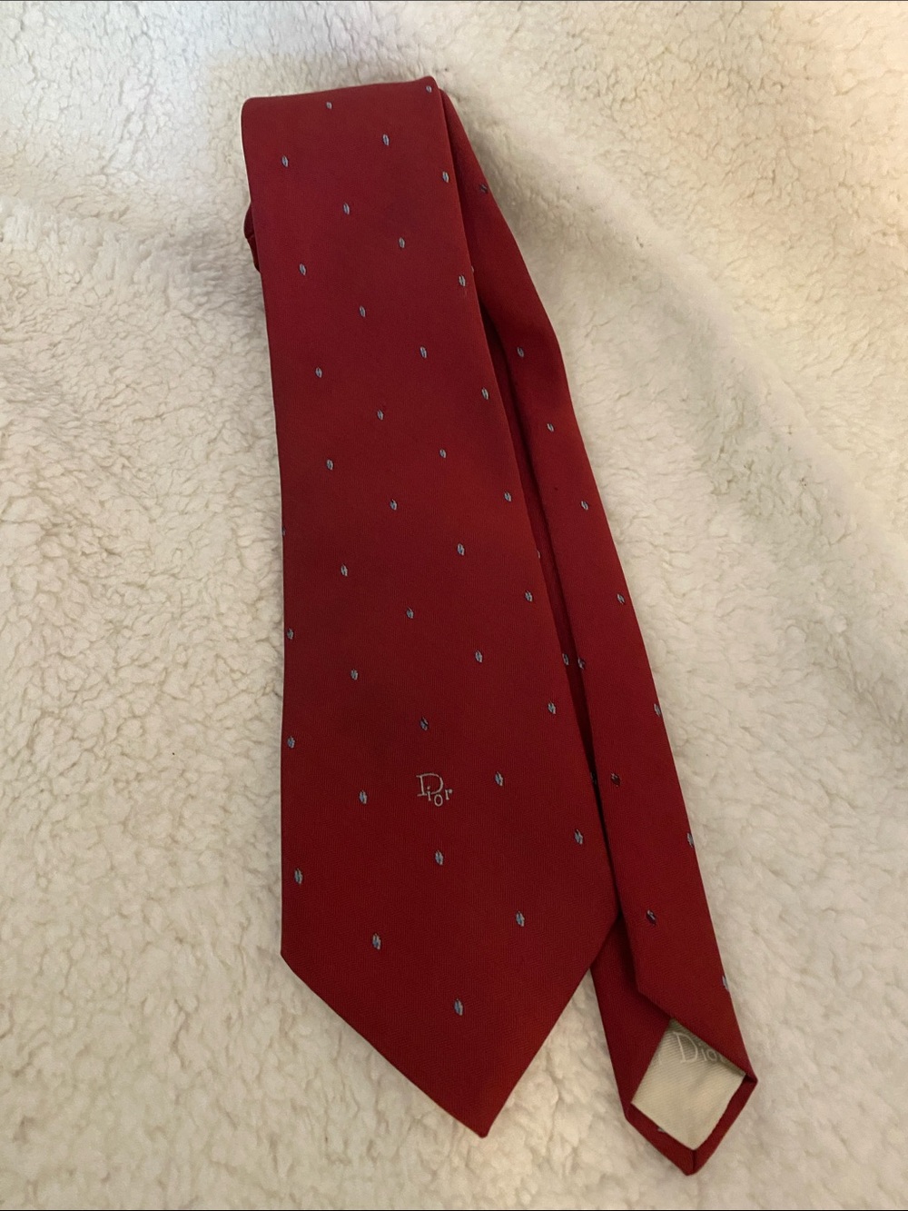 Dior Men's Burgundy Silk Tie with Tiny Dot Motif